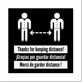 Thanks for keeping distance! (Corona Virus / Multilingual / White) Posters and Art